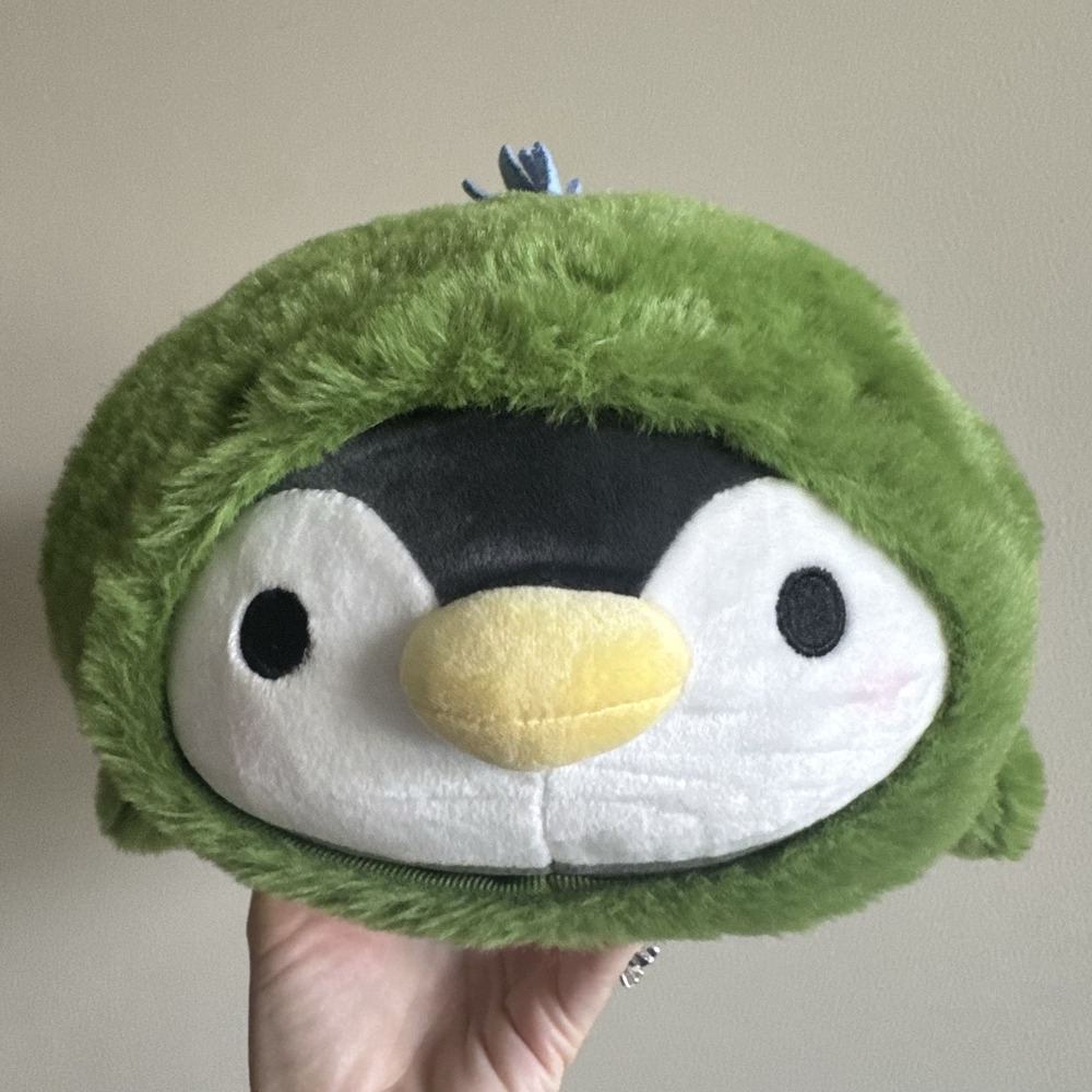 Green Penguin Triceratops Plush Lying Down Takashoji Stuffed Animal Toy